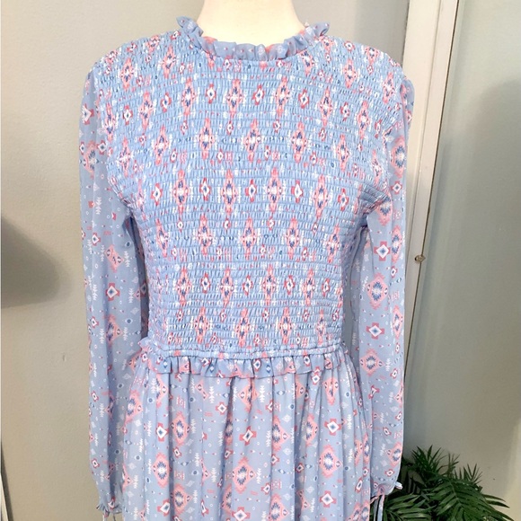 Size XL Simply Southern Smocked Dress Pastel Blue Modest Feminine Ruffle Hem NWT - Picture 9 of 13